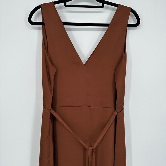 Old Navy Womens Satin Maxi Slip Dress Size L Brown Y2K Wedding Bridal Party Hoco - Picture 7 of 8